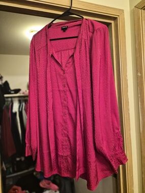 torrid Red Button-Front Peasant Blouse